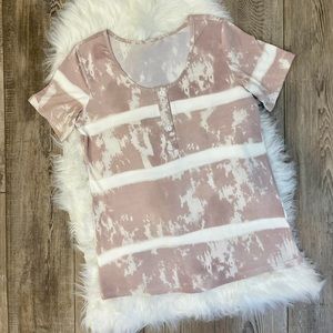 Women’s Dusty Rose Pink and White Tie-Dye Tshirt